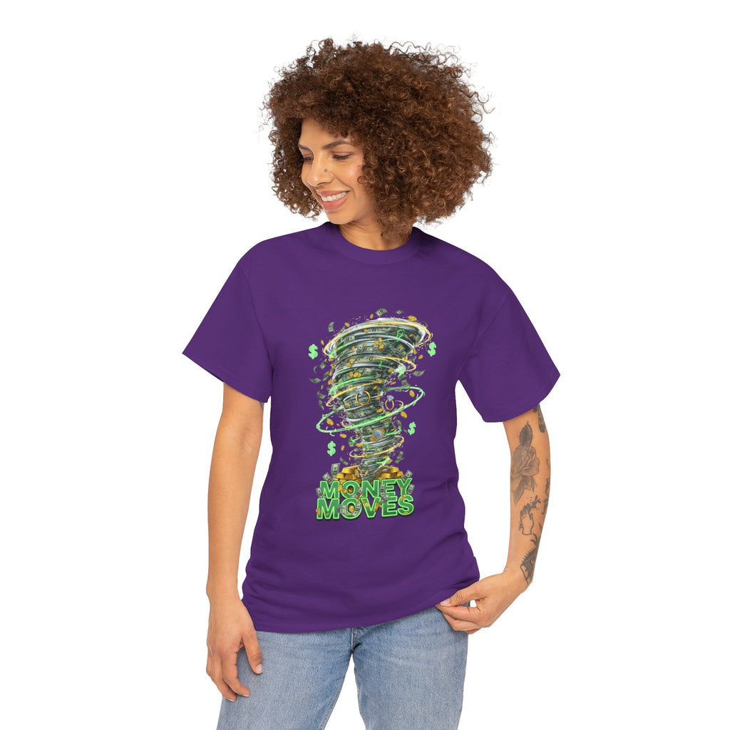 Money Moves Tee — Green Dollar Tornado Graphic T‑Shirt