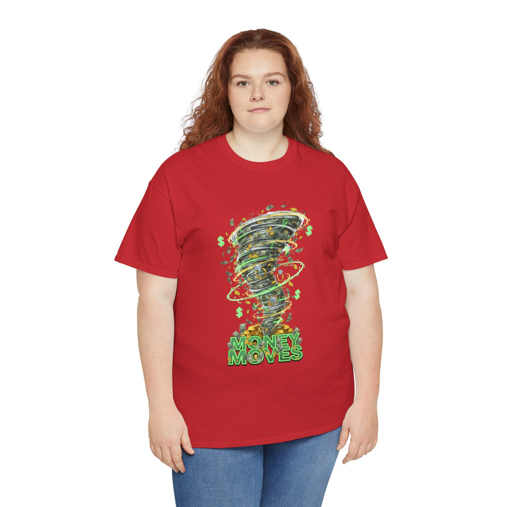 Money Moves Tee — Green Dollar Tornado Graphic T‑Shirt