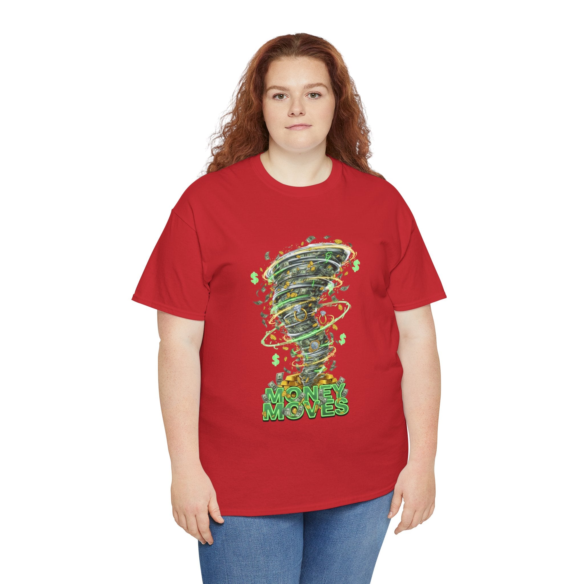 Money Moves Tee — Green Dollar Tornado Graphic T‑Shirt