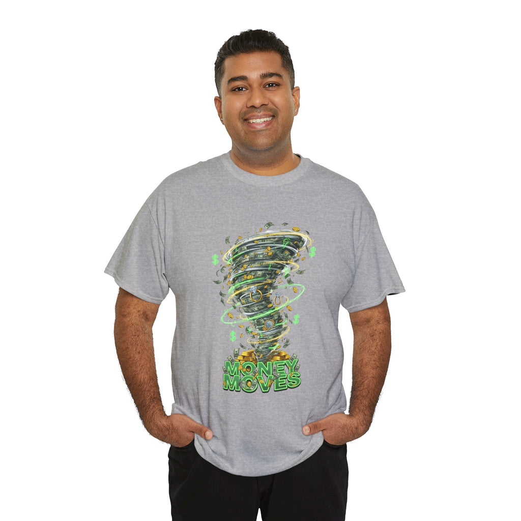 Money Moves Tee — Green Dollar Tornado Graphic T‑Shirt
