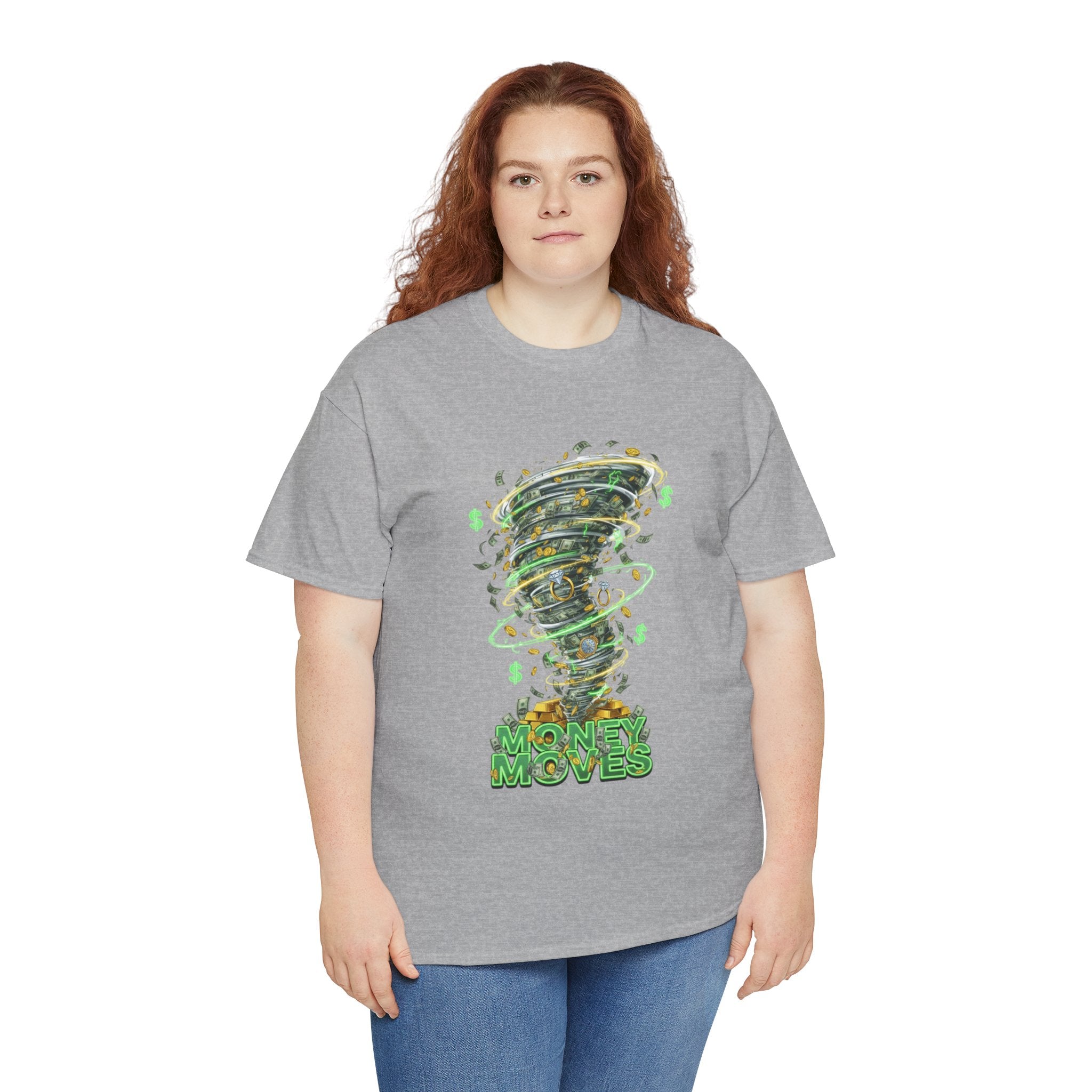 Money Moves Tee — Green Dollar Tornado Graphic T‑Shirt
