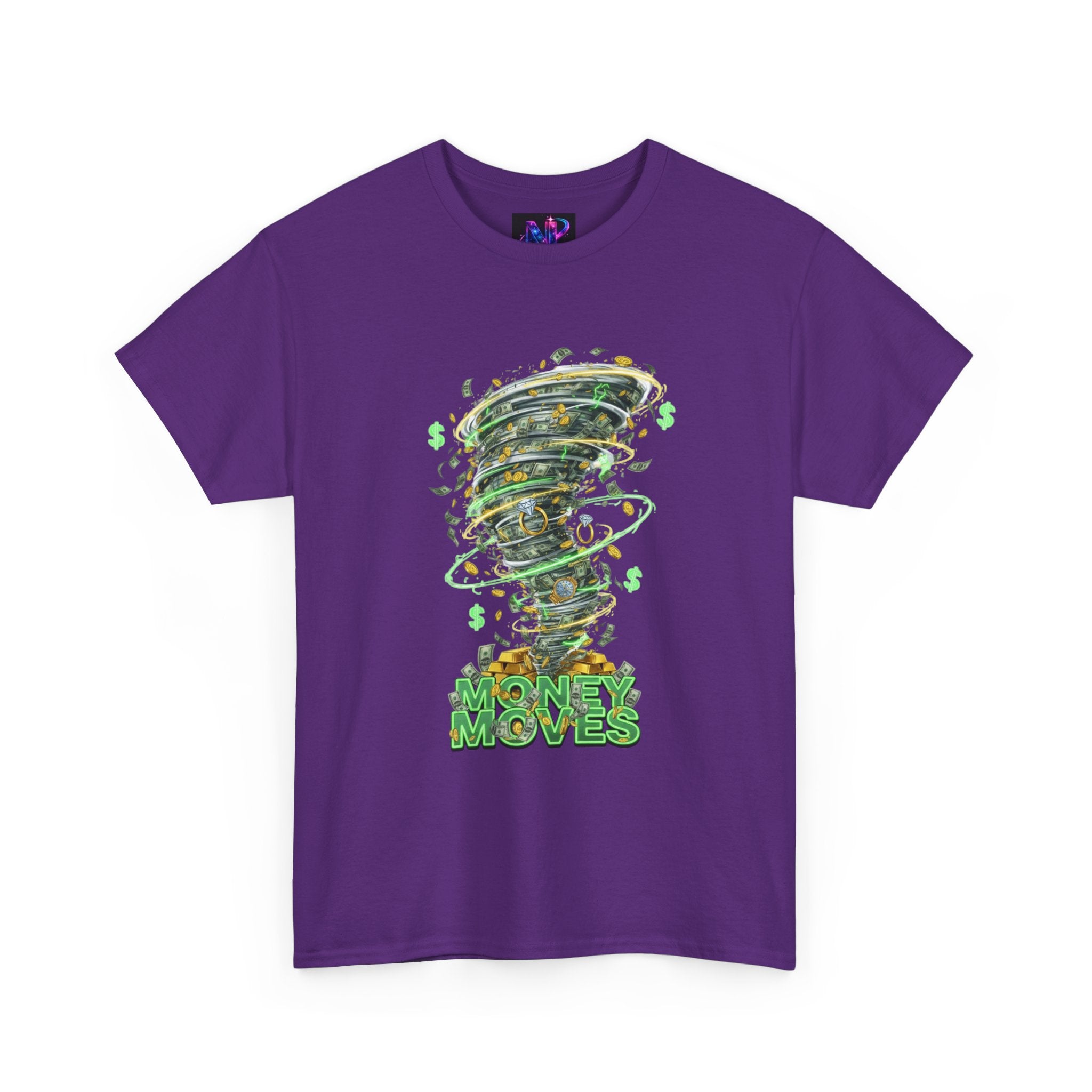 Money Moves Tee — Green Dollar Tornado Graphic T‑Shirt