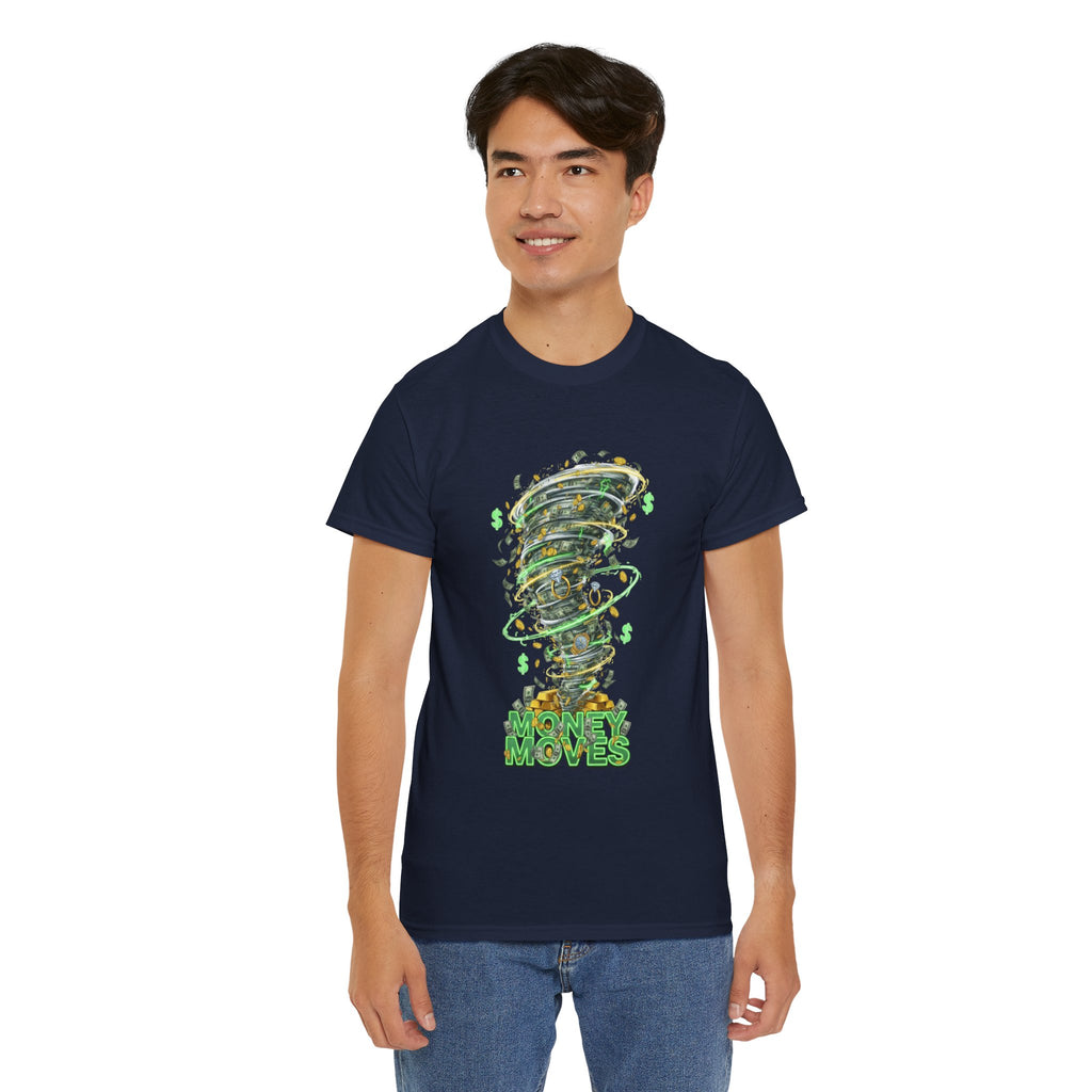 Money Moves Tee — Green Dollar Tornado Graphic T‑Shirt