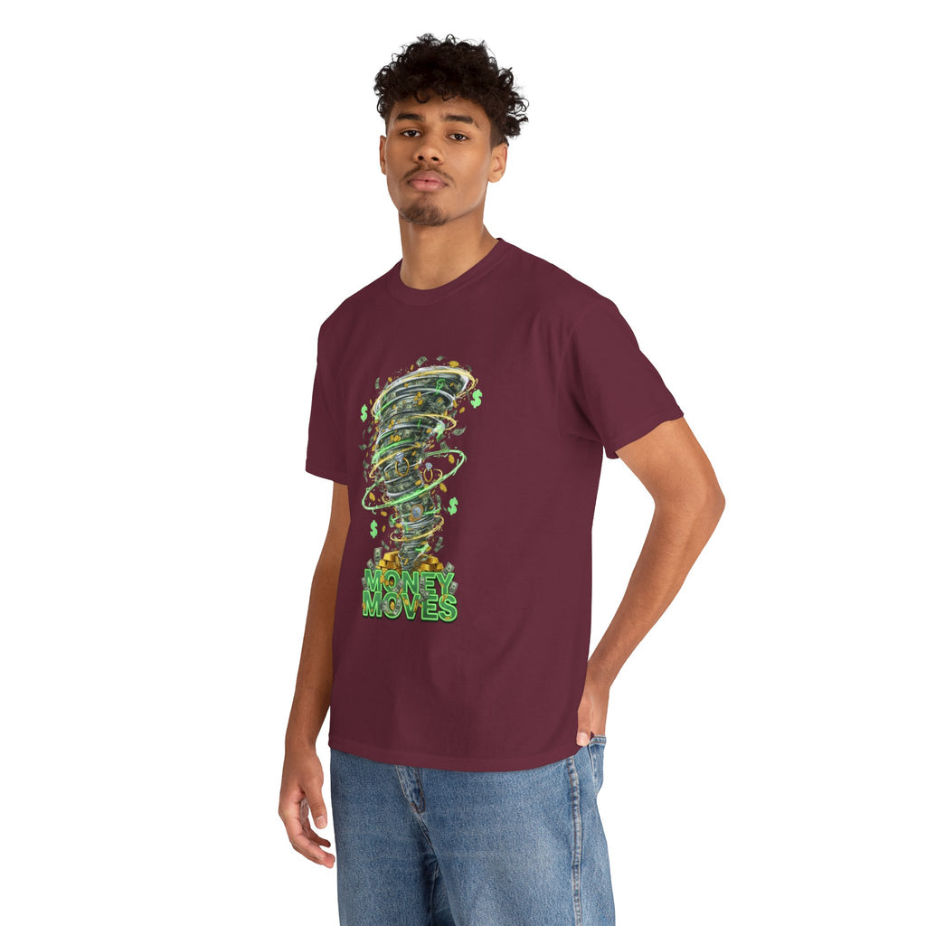 Money Moves Tee — Green Dollar Tornado Graphic T‑Shirt