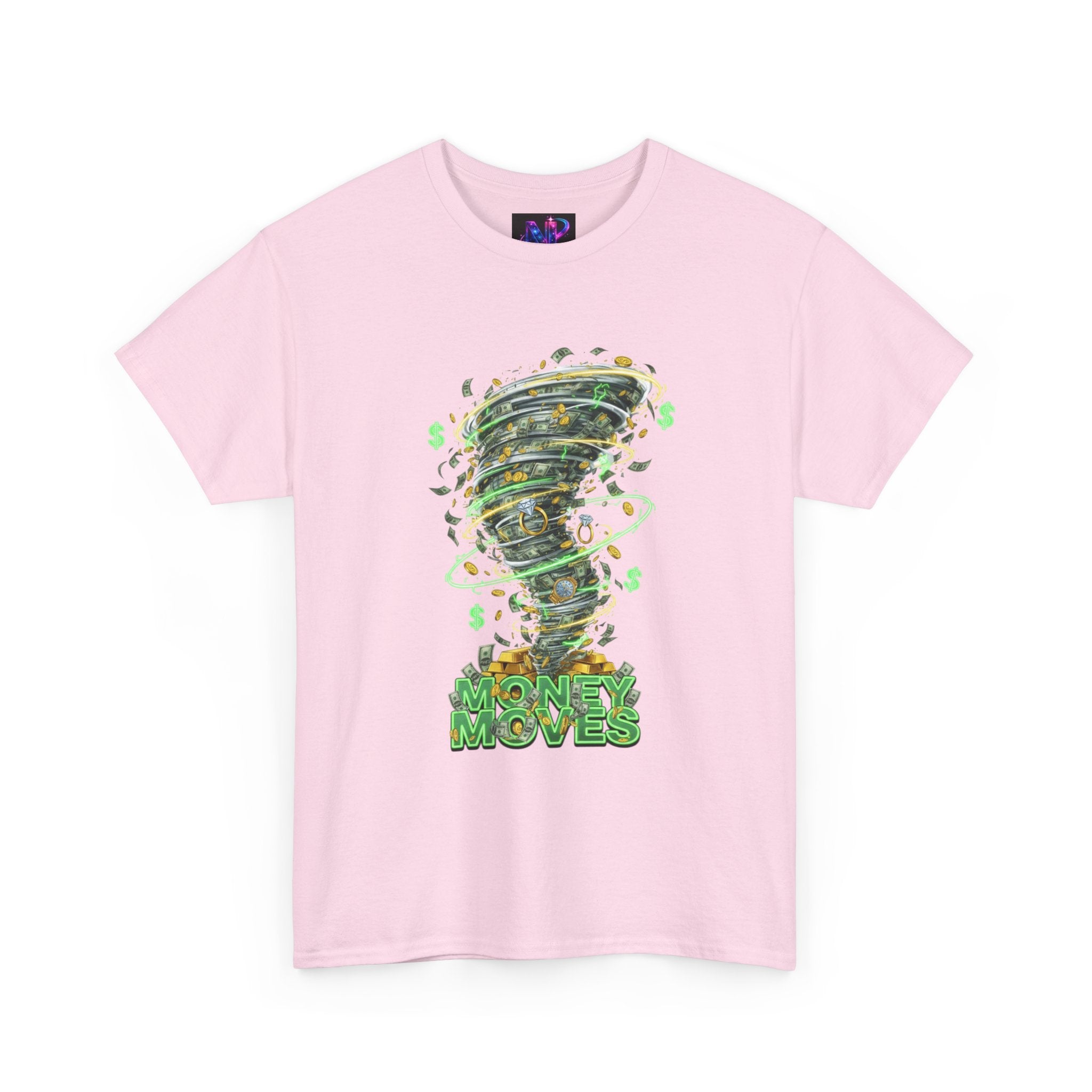 Money Moves Tee — Green Dollar Tornado Graphic T‑Shirt