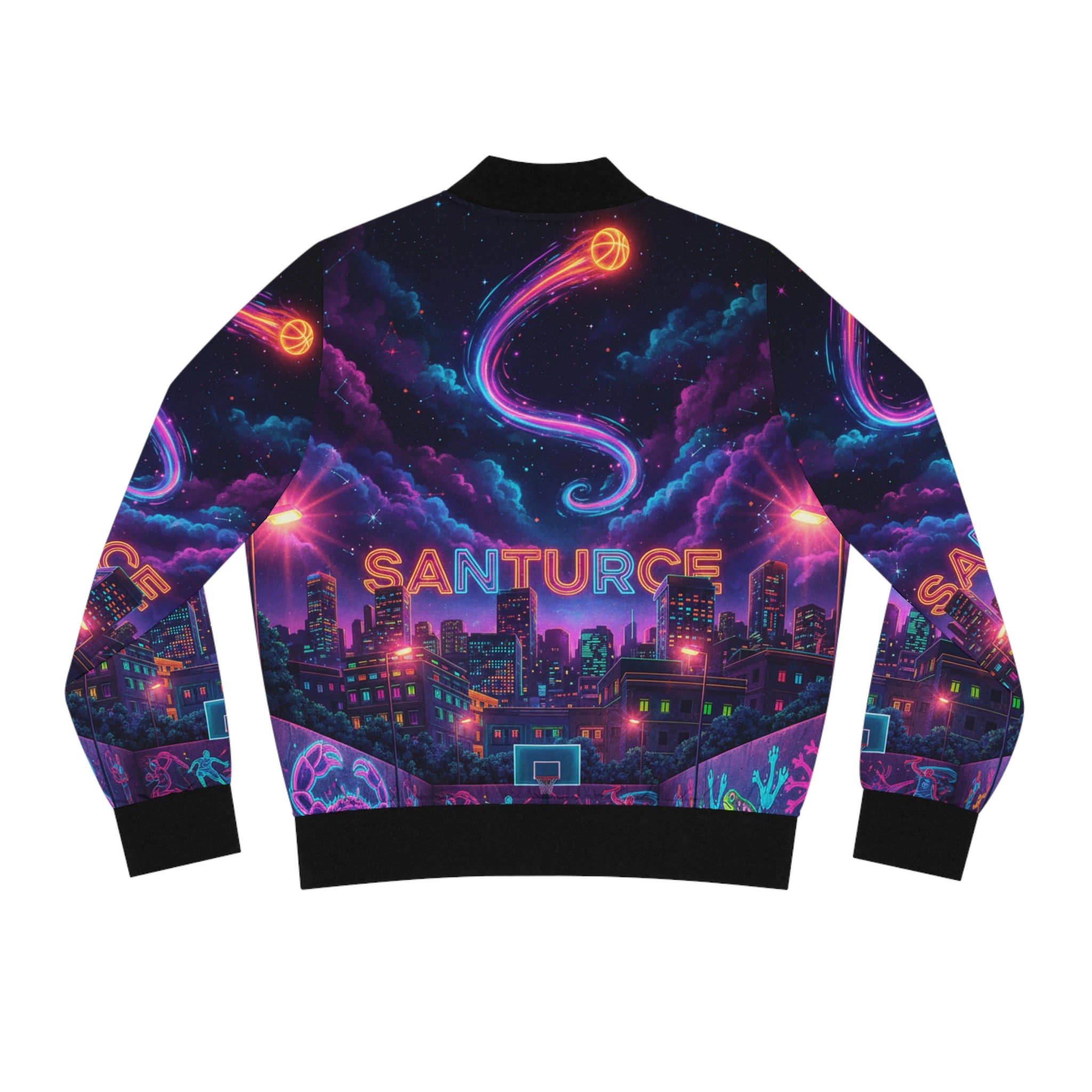 Santurce: La Calle Bomber Jacket — Retro Cosmic Puerto Rico AOP