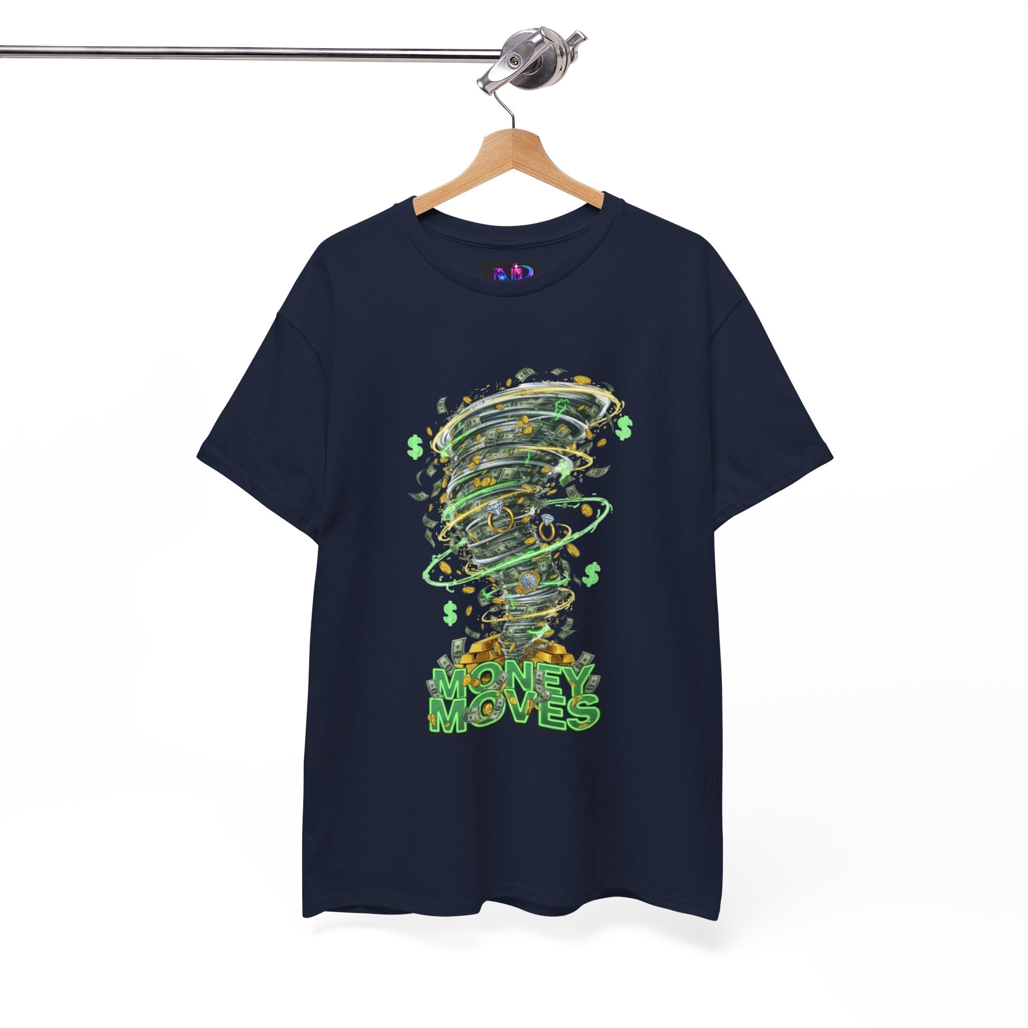 Money Moves Tee — Green Dollar Tornado Graphic T‑Shirt