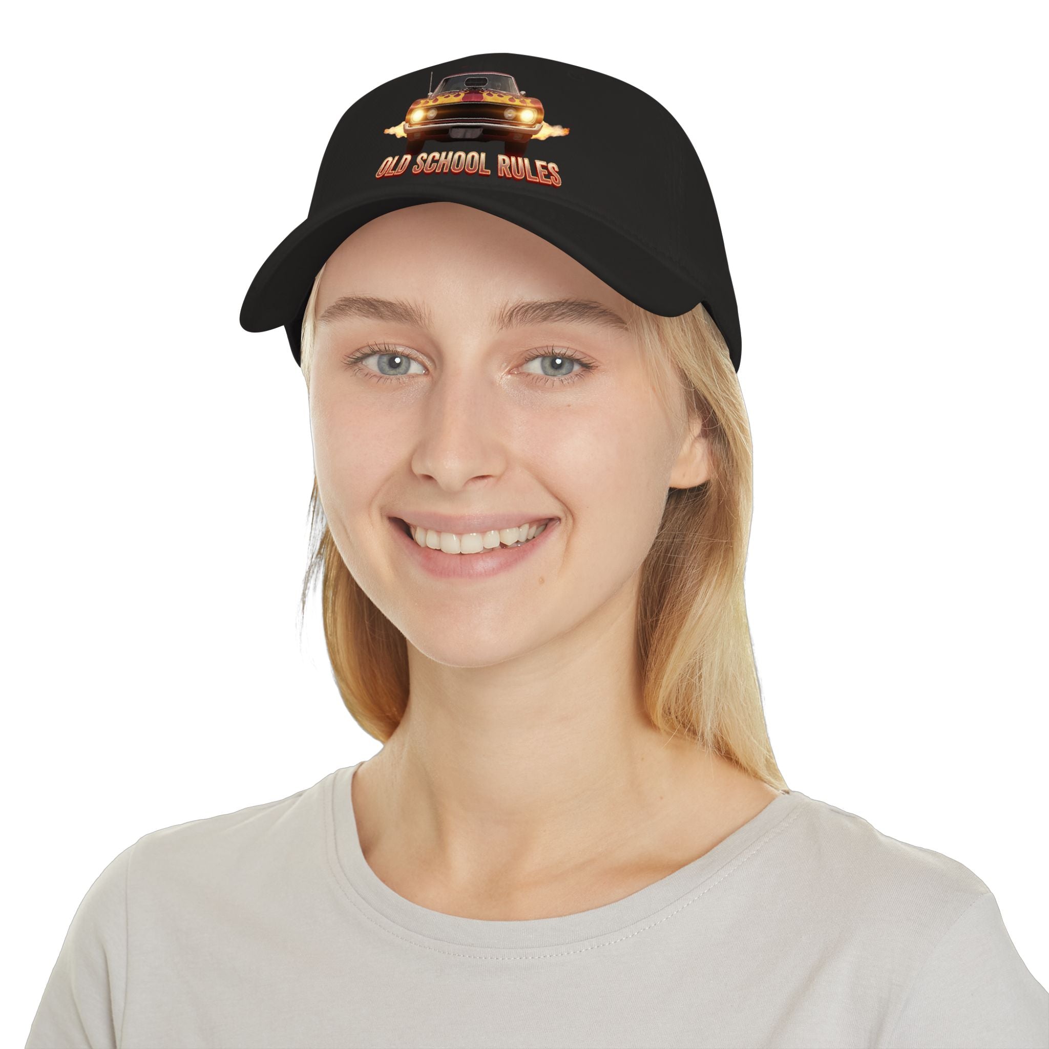 Old School Rules Vintage Muscle Car Baseball Cap