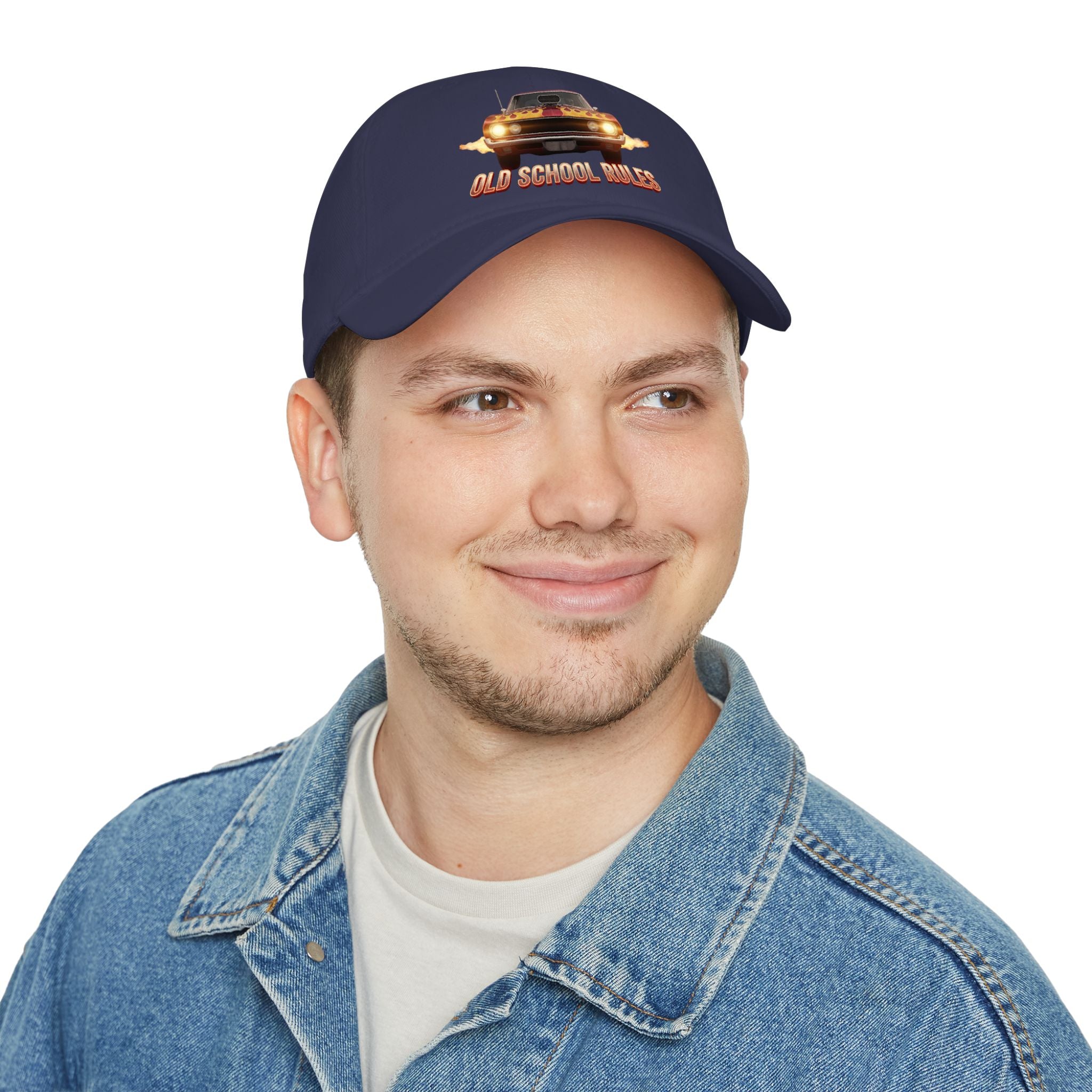 Old School Rules Vintage Muscle Car Baseball Cap