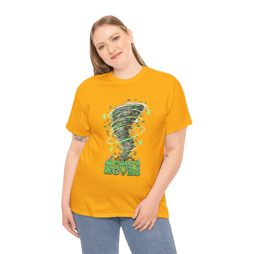Money Moves Tee — Green Dollar Tornado Graphic T‑Shirt