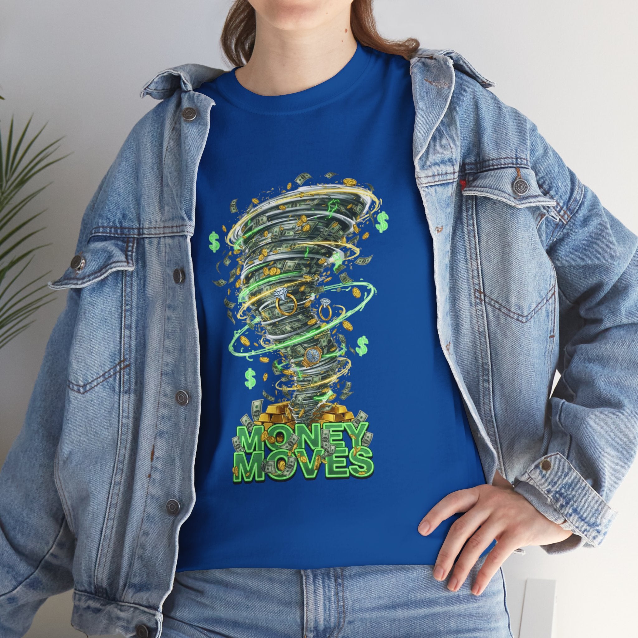 Money Moves Tee — Green Dollar Tornado Graphic T‑Shirt