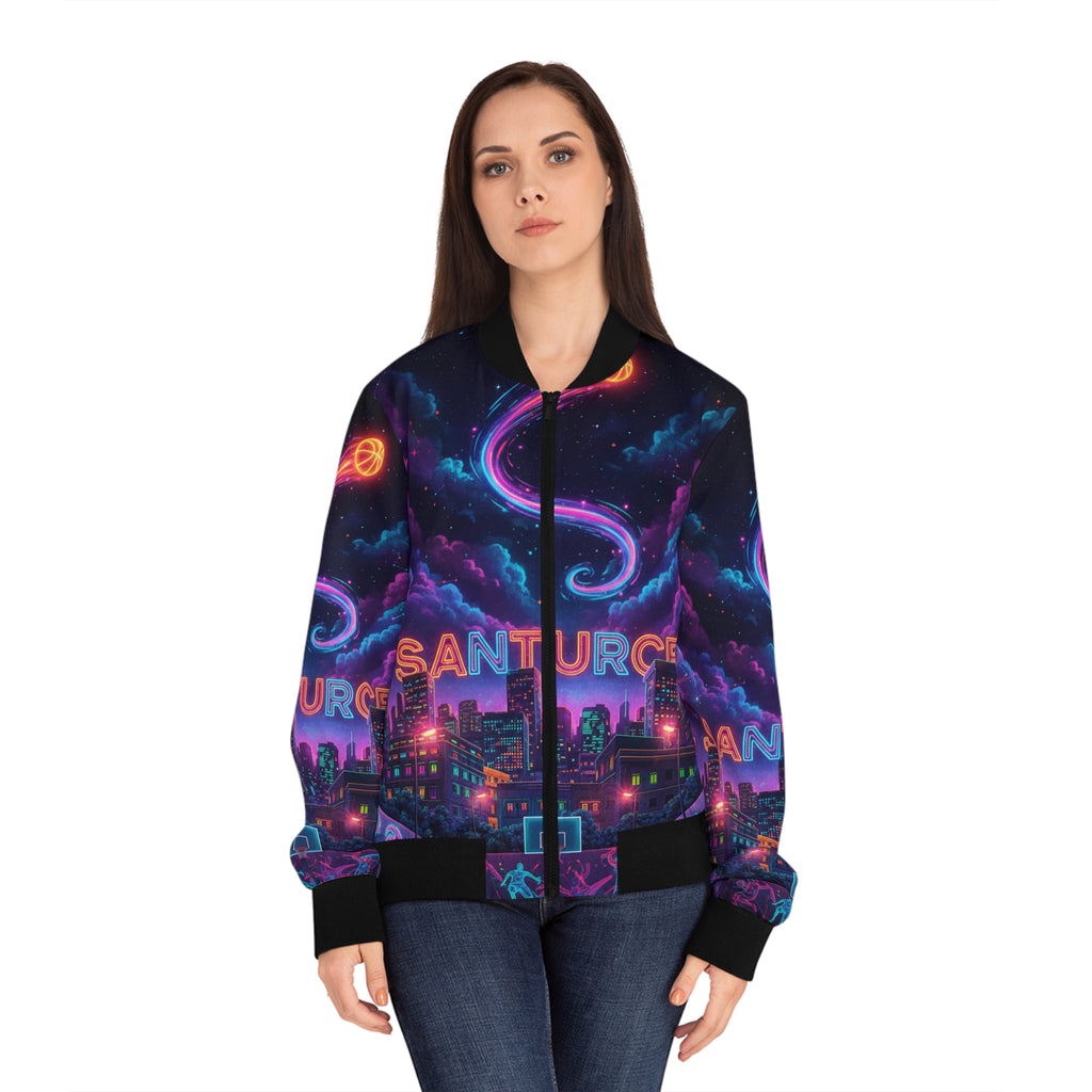 Santurce: La Calle Bomber Jacket — Retro Cosmic Puerto Rico AOP