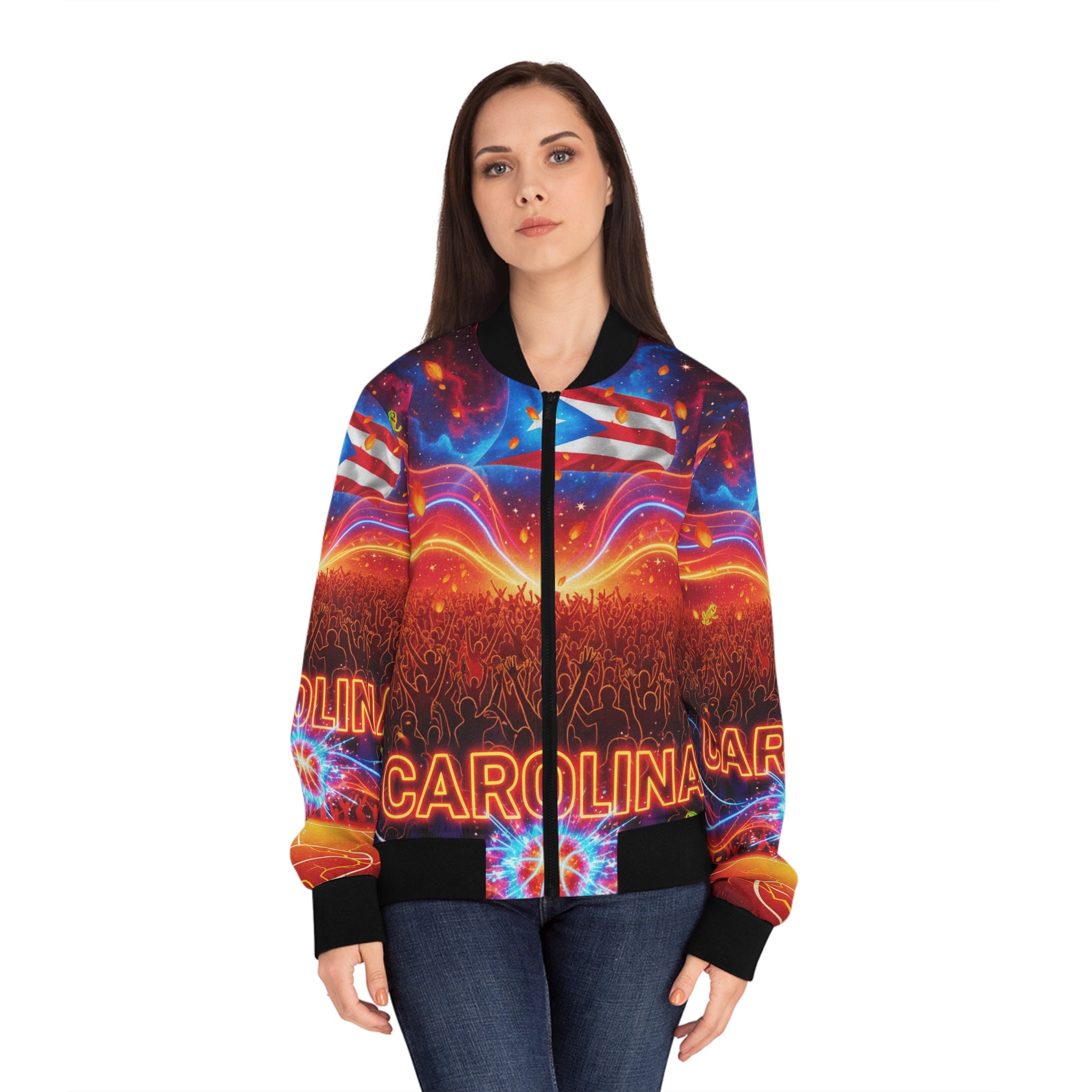 Carolina: El Calentón Bomber Jacket — Basketball City Pride AOP