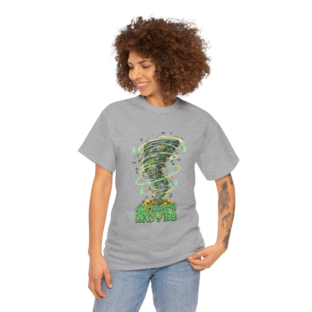Money Moves Tee — Green Dollar Tornado Graphic T‑Shirt