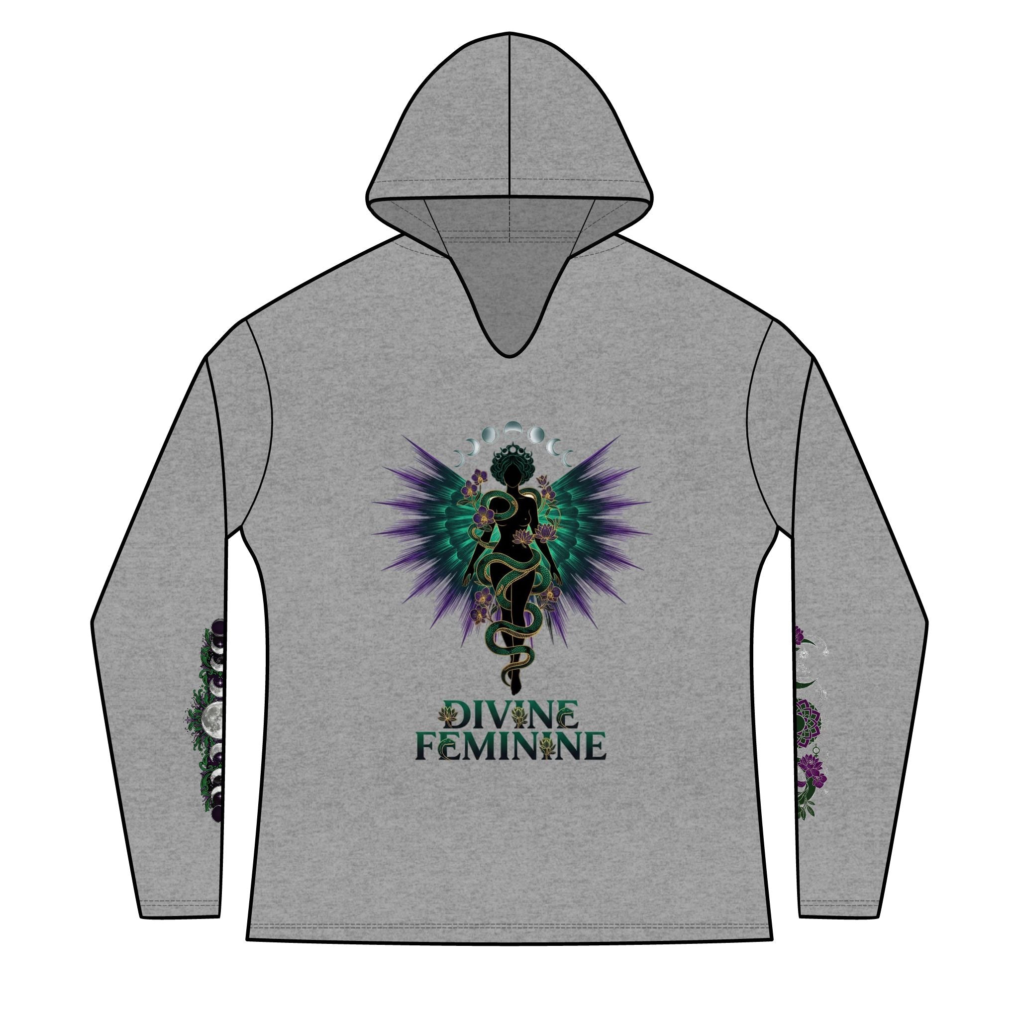 Divine Feminine Hoodie — Women's Spiritual Goddess Winged Caduceus Design