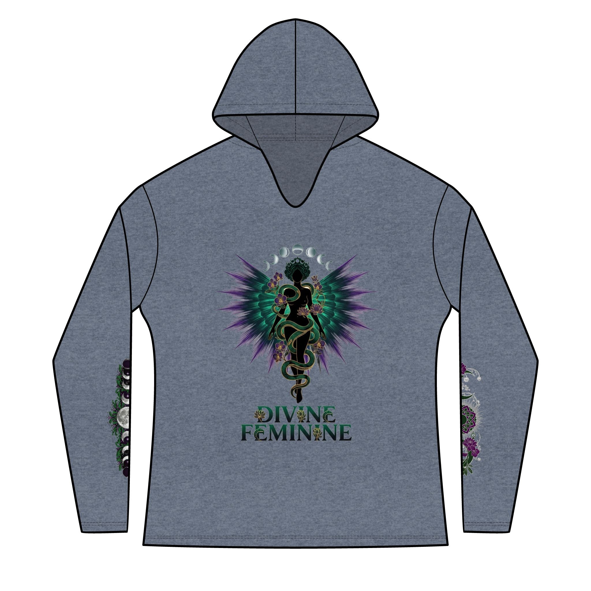 Divine Feminine Hoodie — Women's Spiritual Goddess Winged Caduceus Design