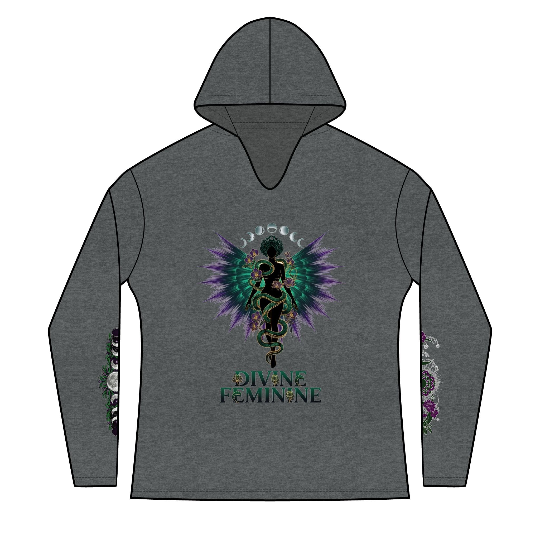 Divine Feminine Hoodie — Women's Spiritual Goddess Winged Caduceus Design