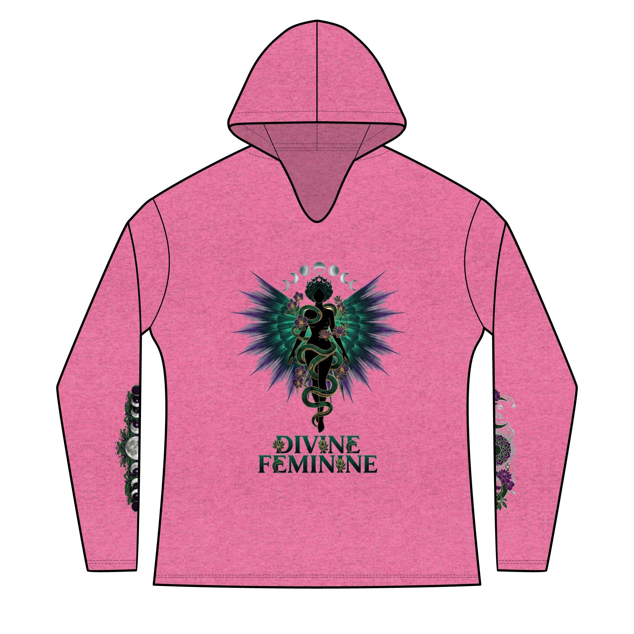 Divine Feminine Hoodie — Women's Spiritual Goddess Winged Caduceus Design