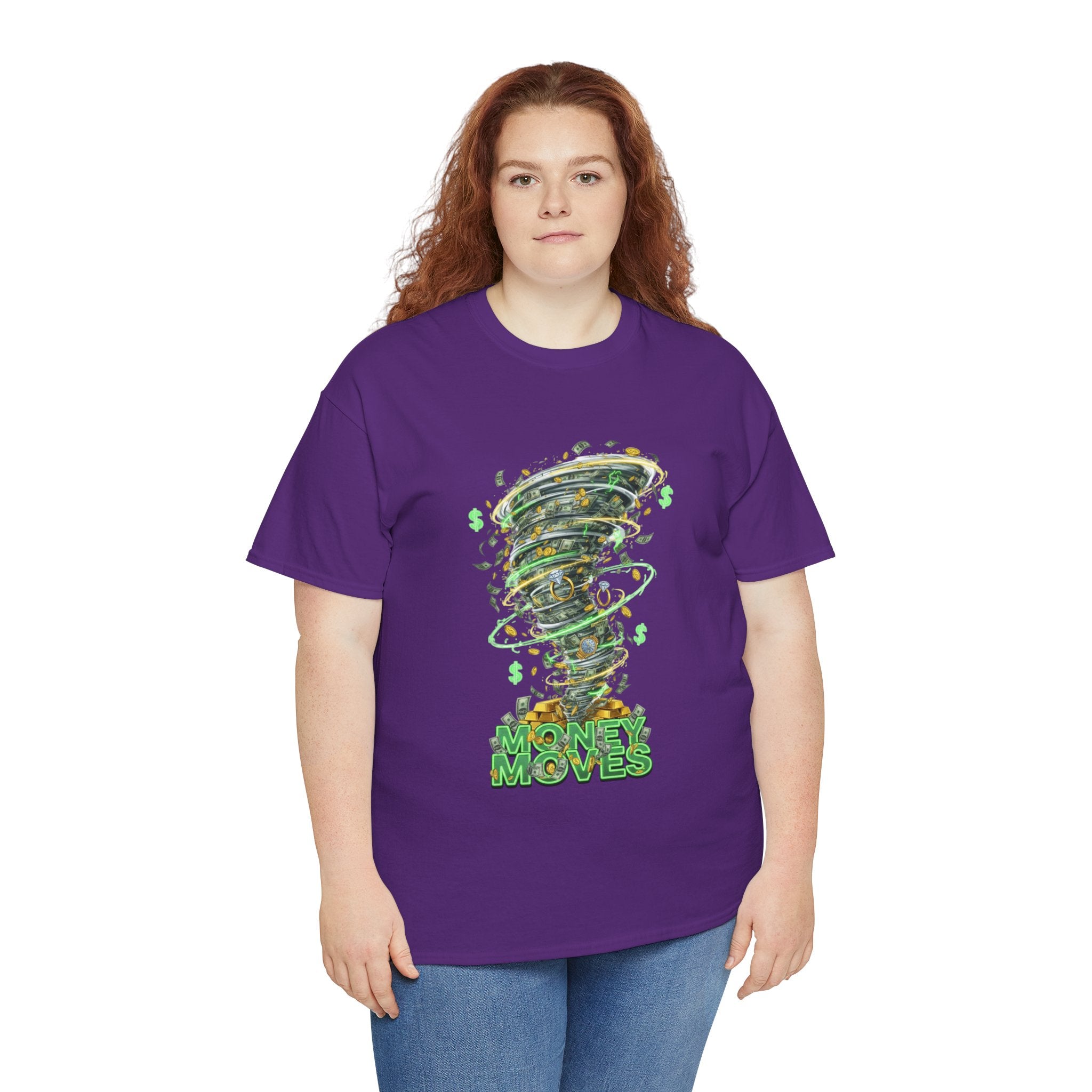 Money Moves Tee — Green Dollar Tornado Graphic T‑Shirt