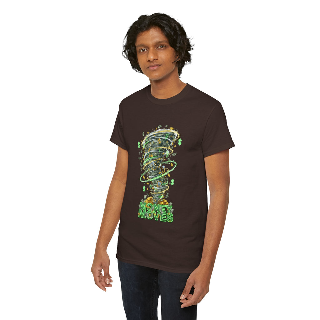 Money Moves Tee — Green Dollar Tornado Graphic T‑Shirt