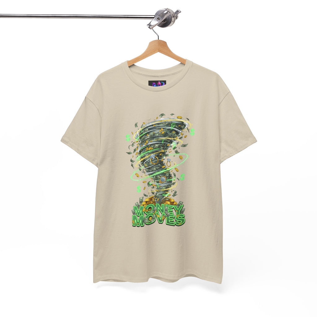 Money Moves Tee — Green Dollar Tornado Graphic T‑Shirt