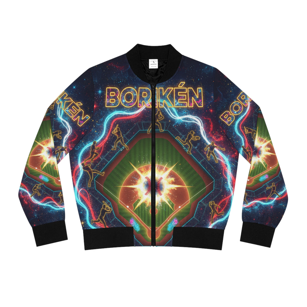 Borikén: La Isla del Béisbol Bomber Jacket — Women's All-Over-Print Puerto Rico Pride