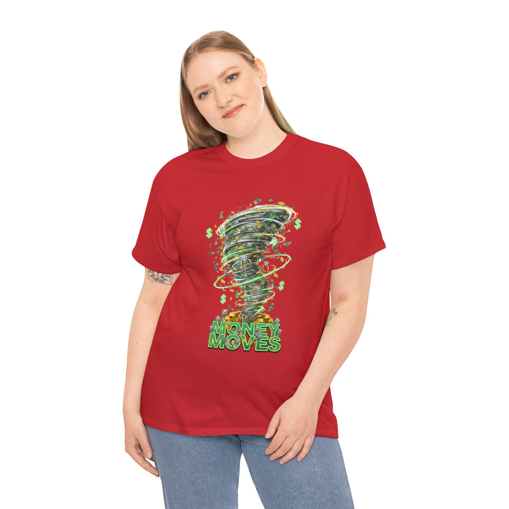 Money Moves Tee — Green Dollar Tornado Graphic T‑Shirt