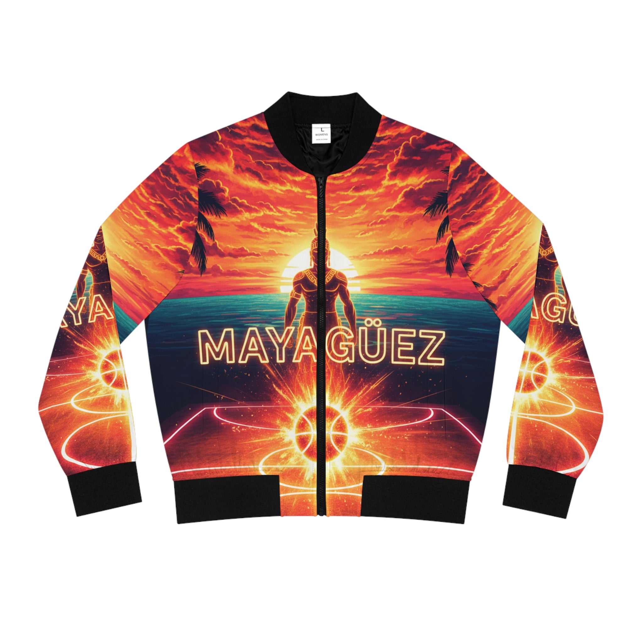 Mayagüez: El Atardecer Bomber Jacket — Basketball City Pride AOP