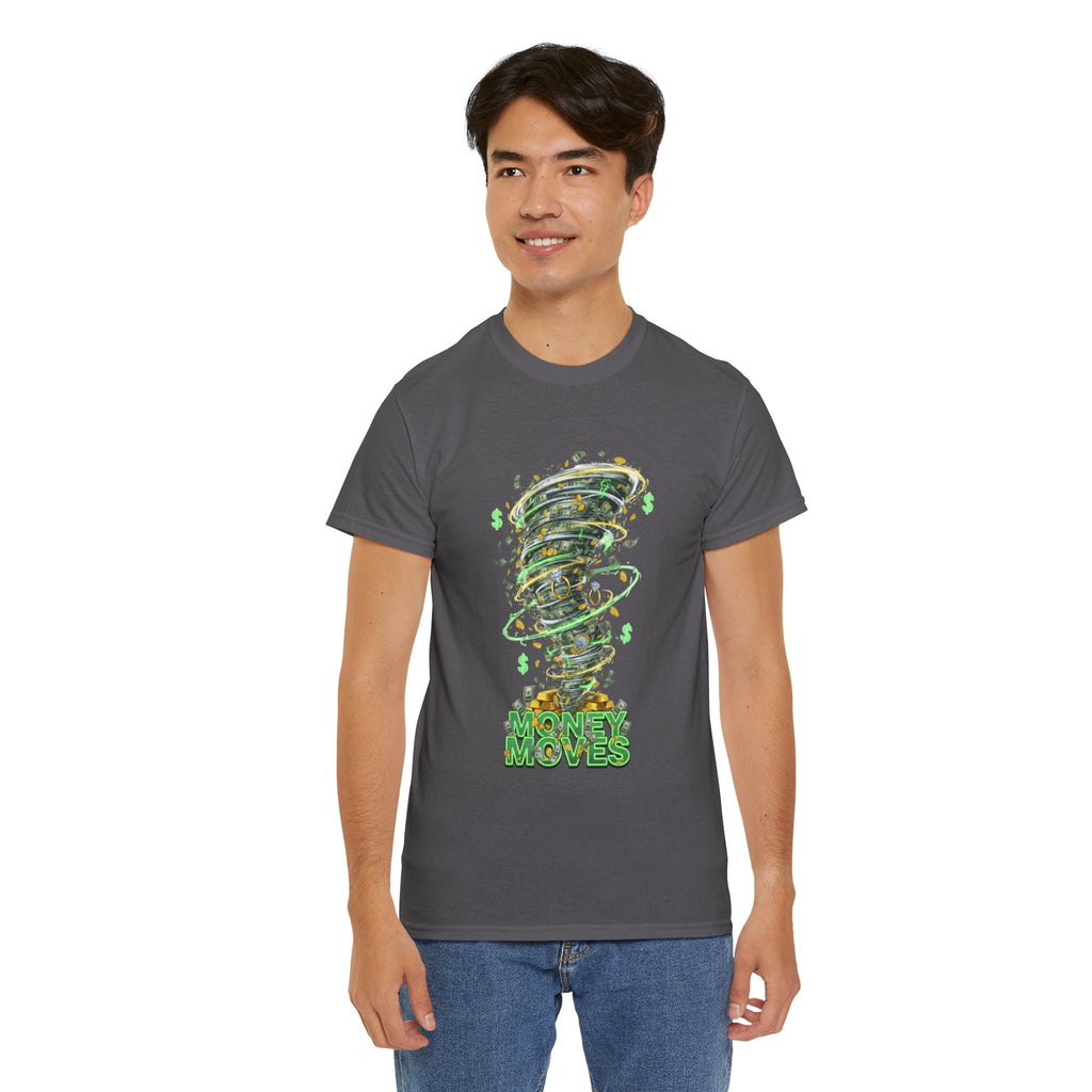 Money Moves Tee — Green Dollar Tornado Graphic T‑Shirt