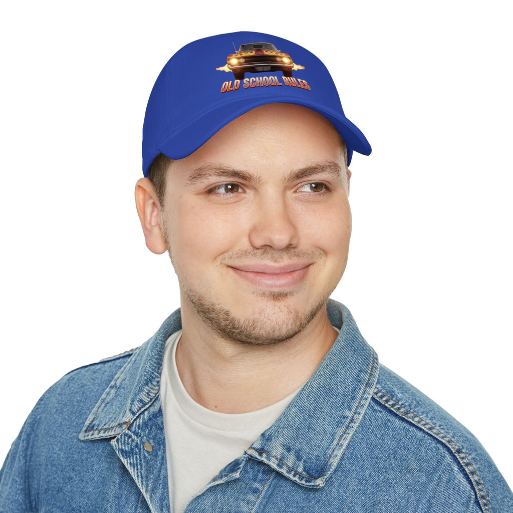 Old School Rules Vintage Muscle Car Baseball Cap