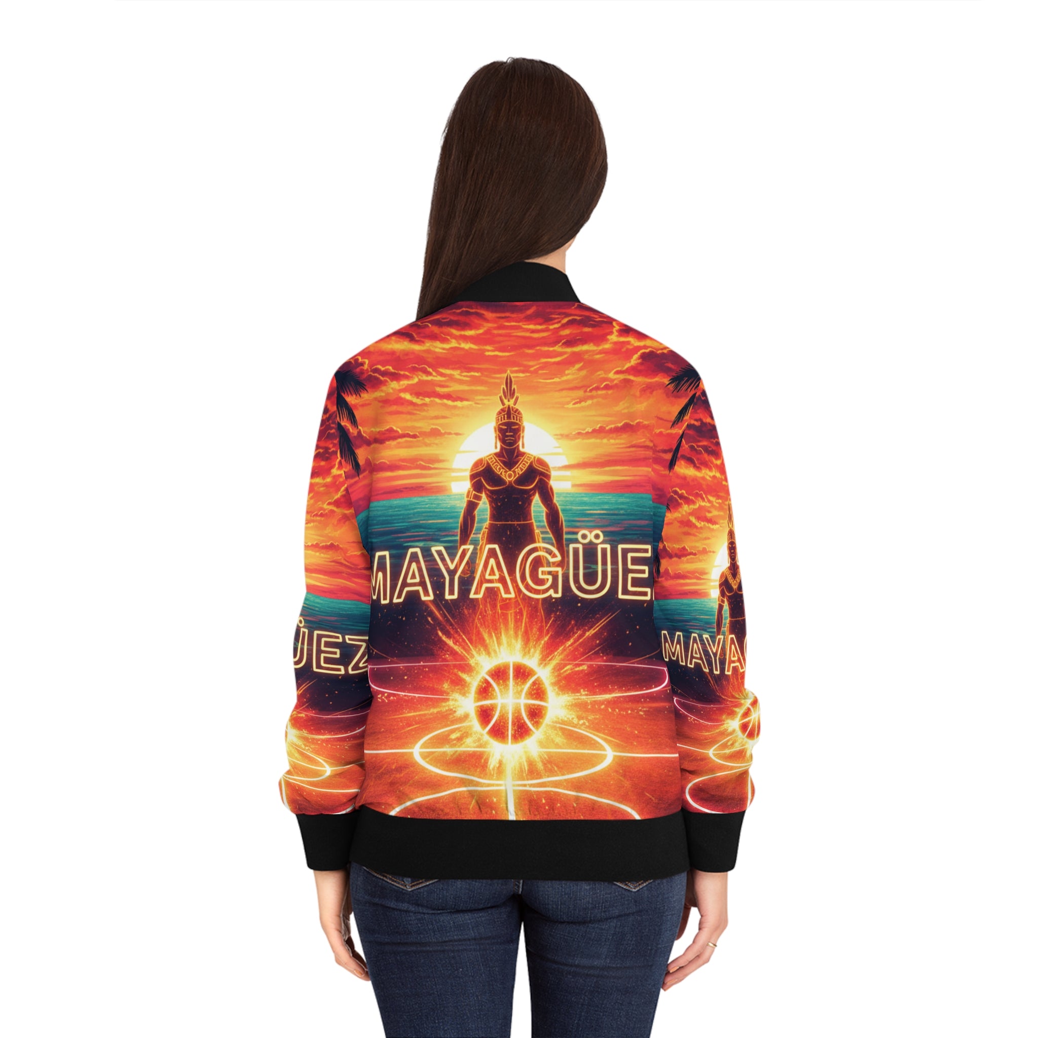 Mayagüez: El Atardecer Bomber Jacket — Basketball City Pride AOP