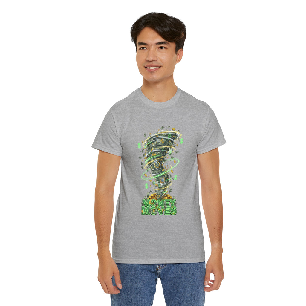Money Moves Tee — Green Dollar Tornado Graphic T‑Shirt