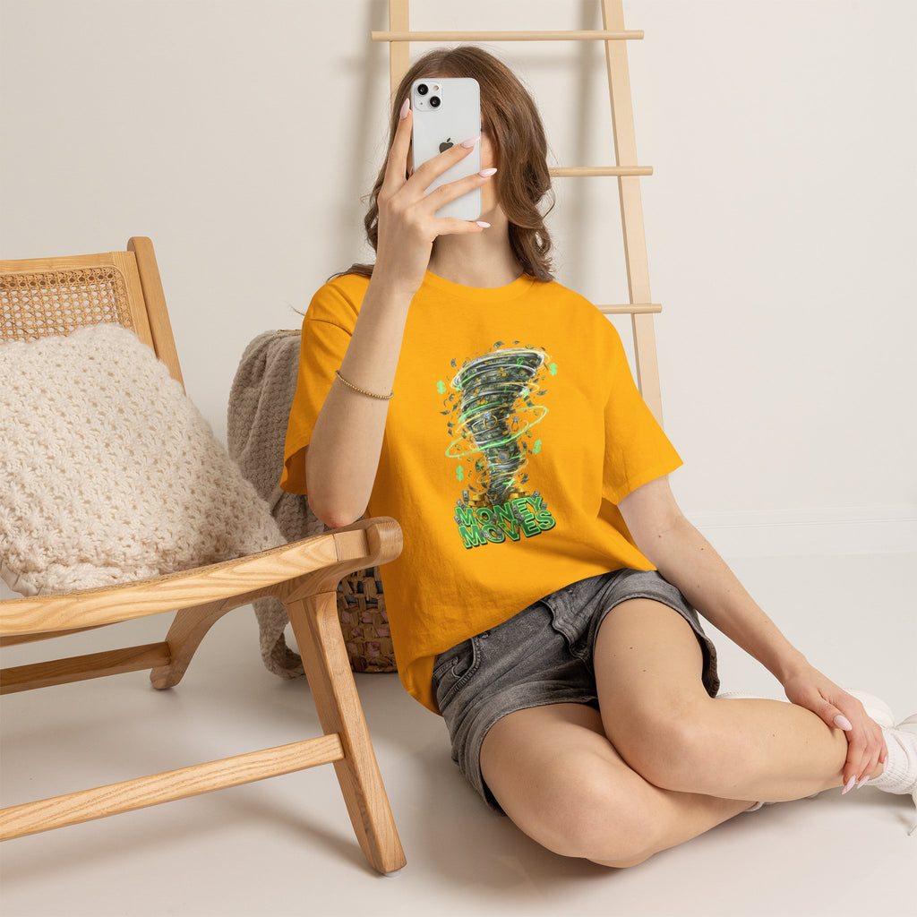 Money Moves Tee — Green Dollar Tornado Graphic T‑Shirt