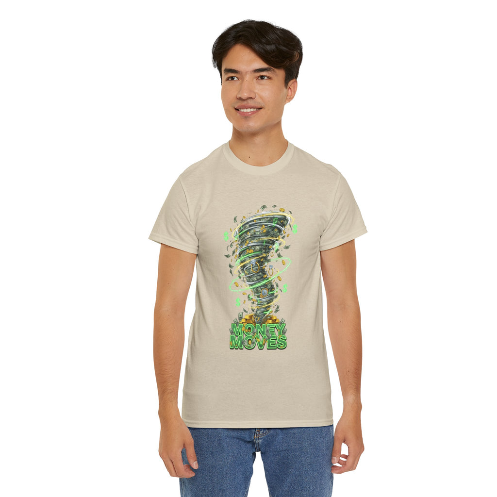 Money Moves Tee — Green Dollar Tornado Graphic T‑Shirt