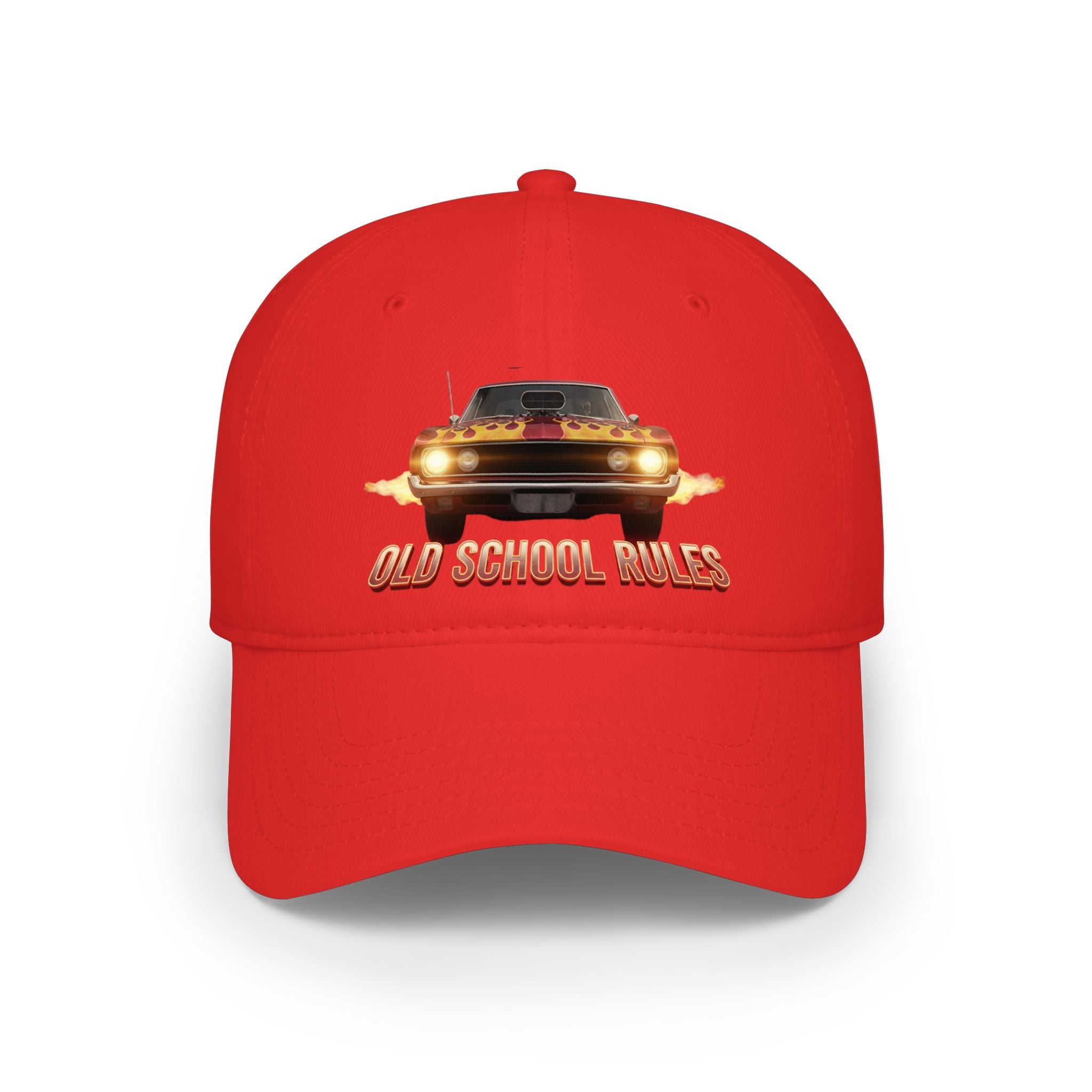 Old School Rules Vintage Muscle Car Baseball Cap