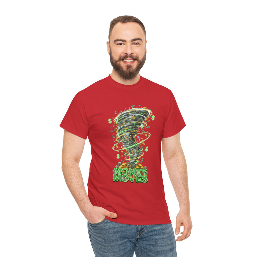 Money Moves Tee — Green Dollar Tornado Graphic T‑Shirt