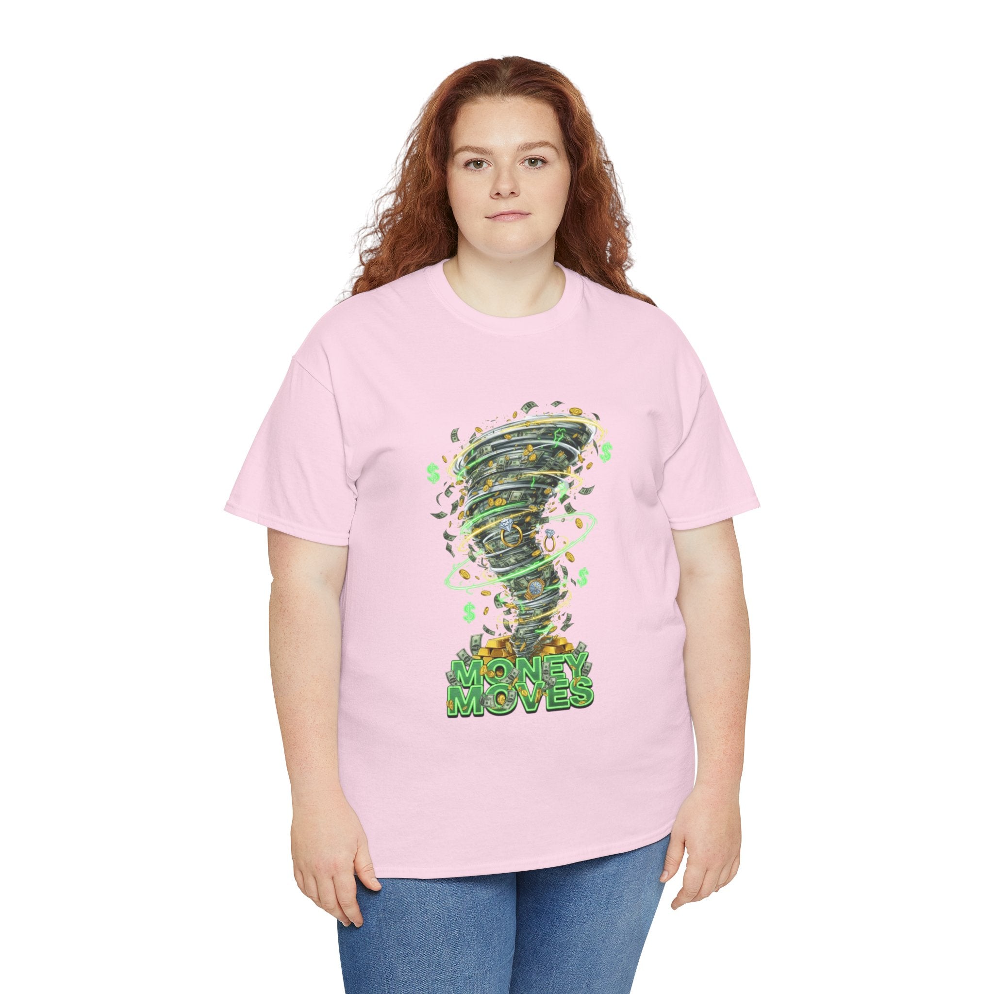 Money Moves Tee — Green Dollar Tornado Graphic T‑Shirt