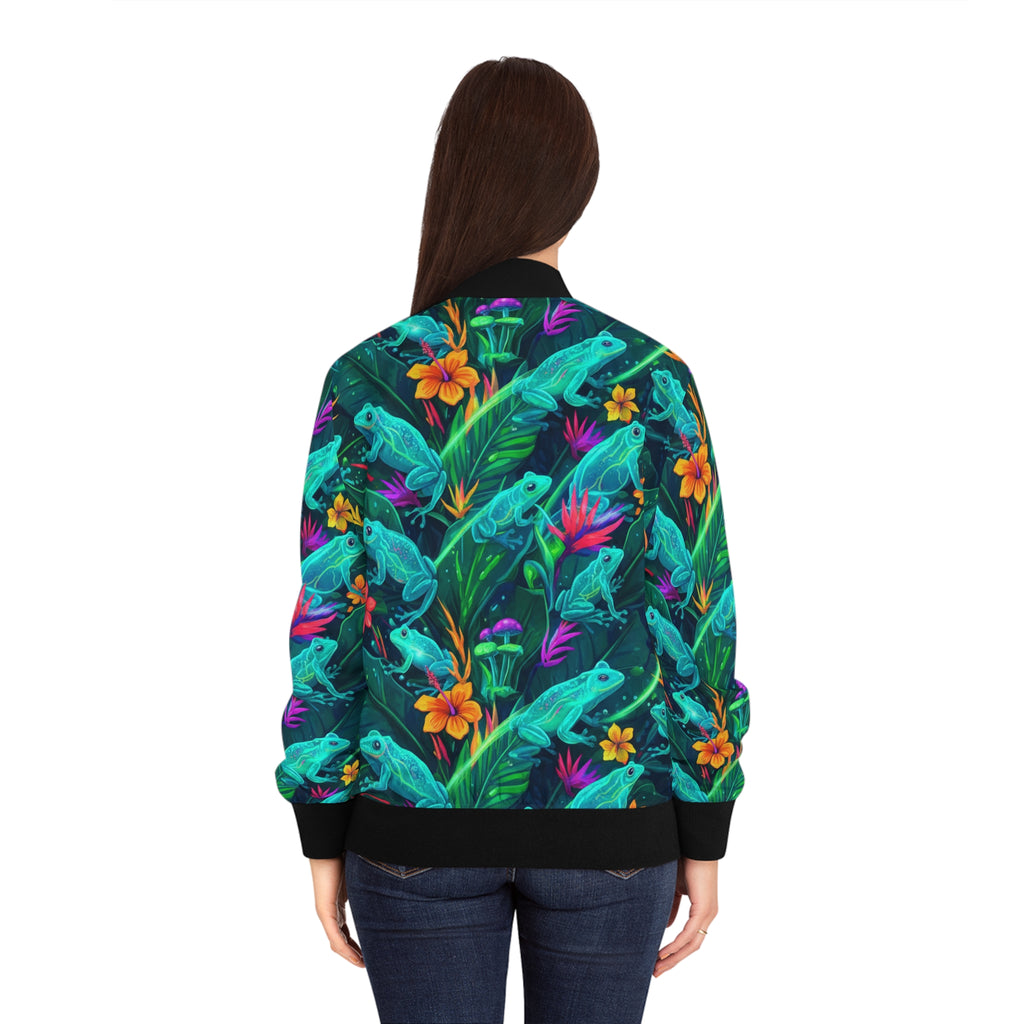 El Coro de Coquíes Bomber Jacket — Floral Jungle Print Women's Jacket