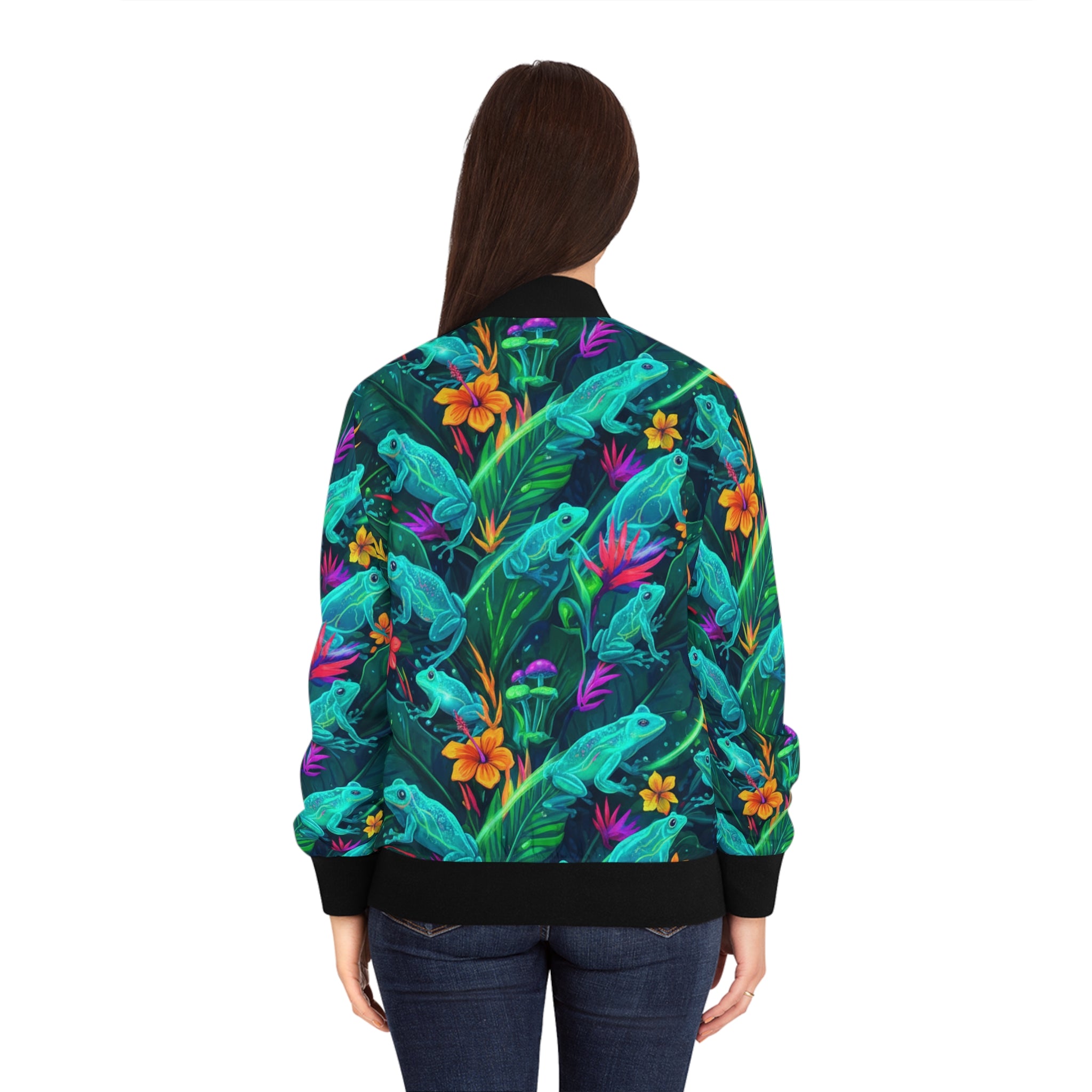 El Coro de Coquíes Bomber Jacket — Floral Jungle Print Women's Jacket