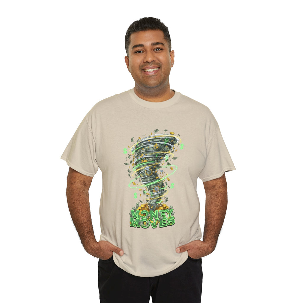 Money Moves Tee — Green Dollar Tornado Graphic T‑Shirt