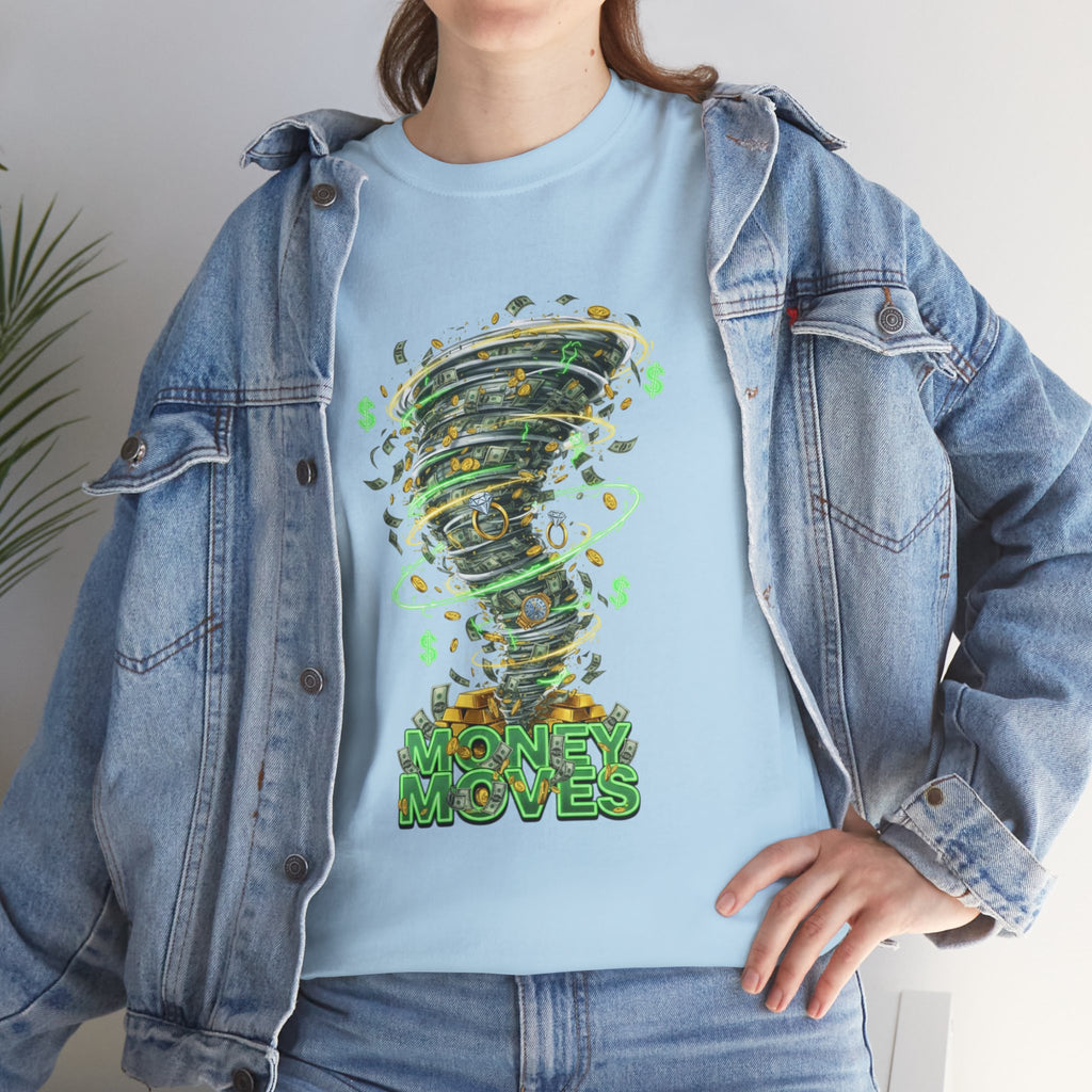 Money Moves Tee — Green Dollar Tornado Graphic T‑Shirt