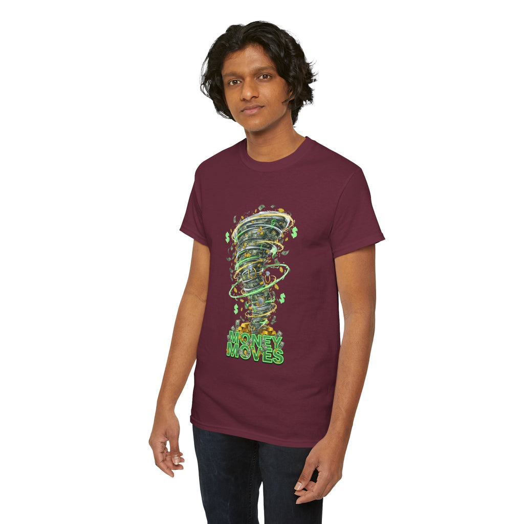 Money Moves Tee — Green Dollar Tornado Graphic T‑Shirt