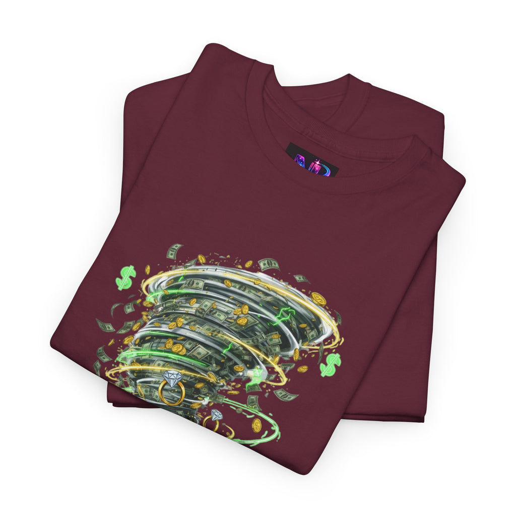 Money Moves Tee — Green Dollar Tornado Graphic T‑Shirt