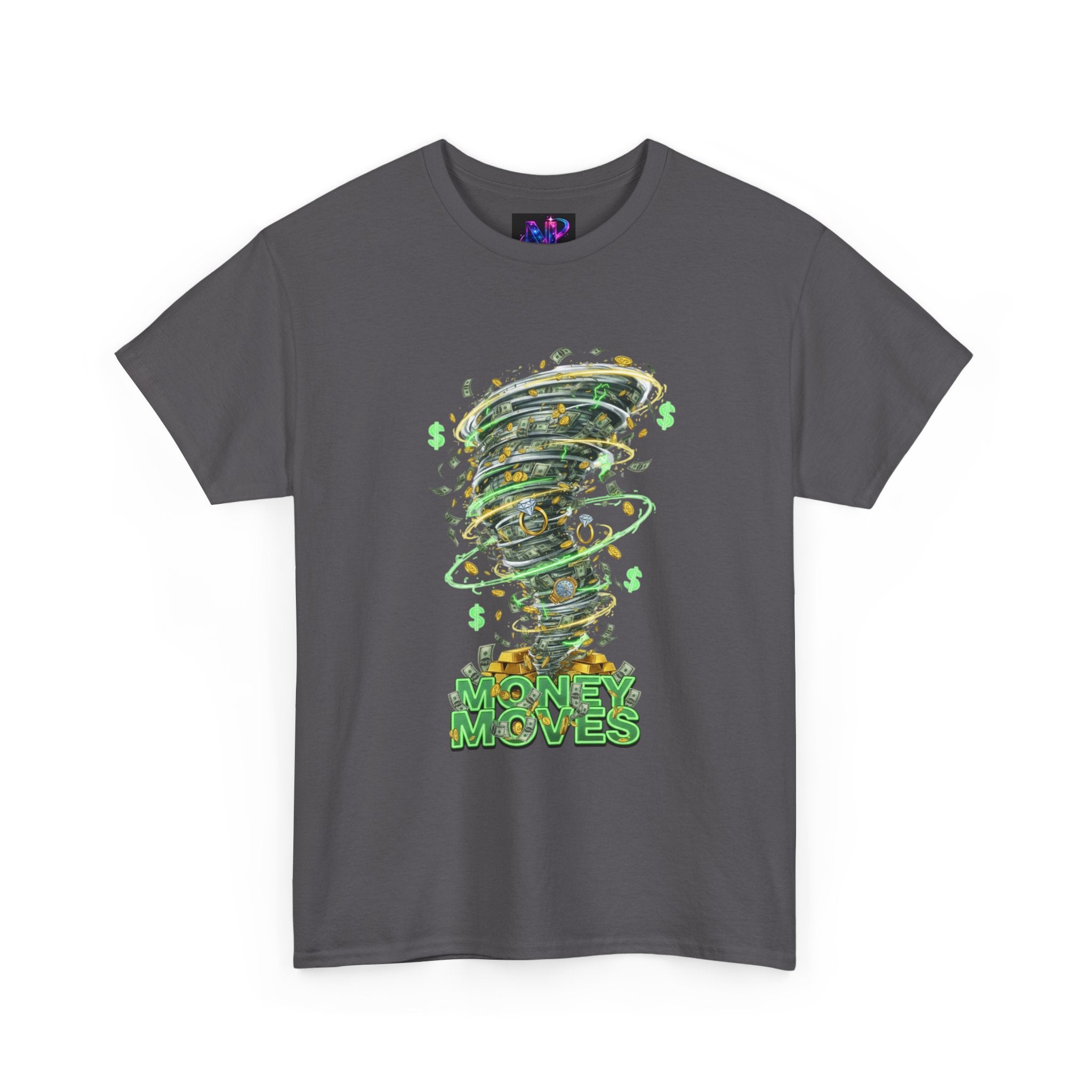 Money Moves Tee — Green Dollar Tornado Graphic T‑Shirt