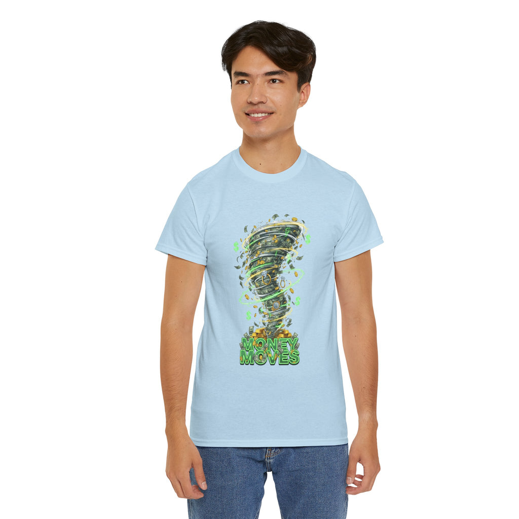 Money Moves Tee — Green Dollar Tornado Graphic T‑Shirt