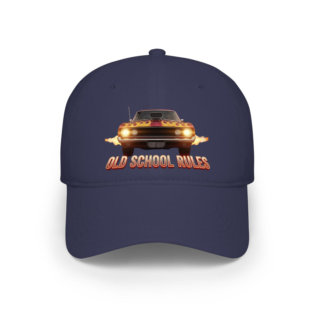 Old School Rules Vintage Muscle Car Baseball Cap