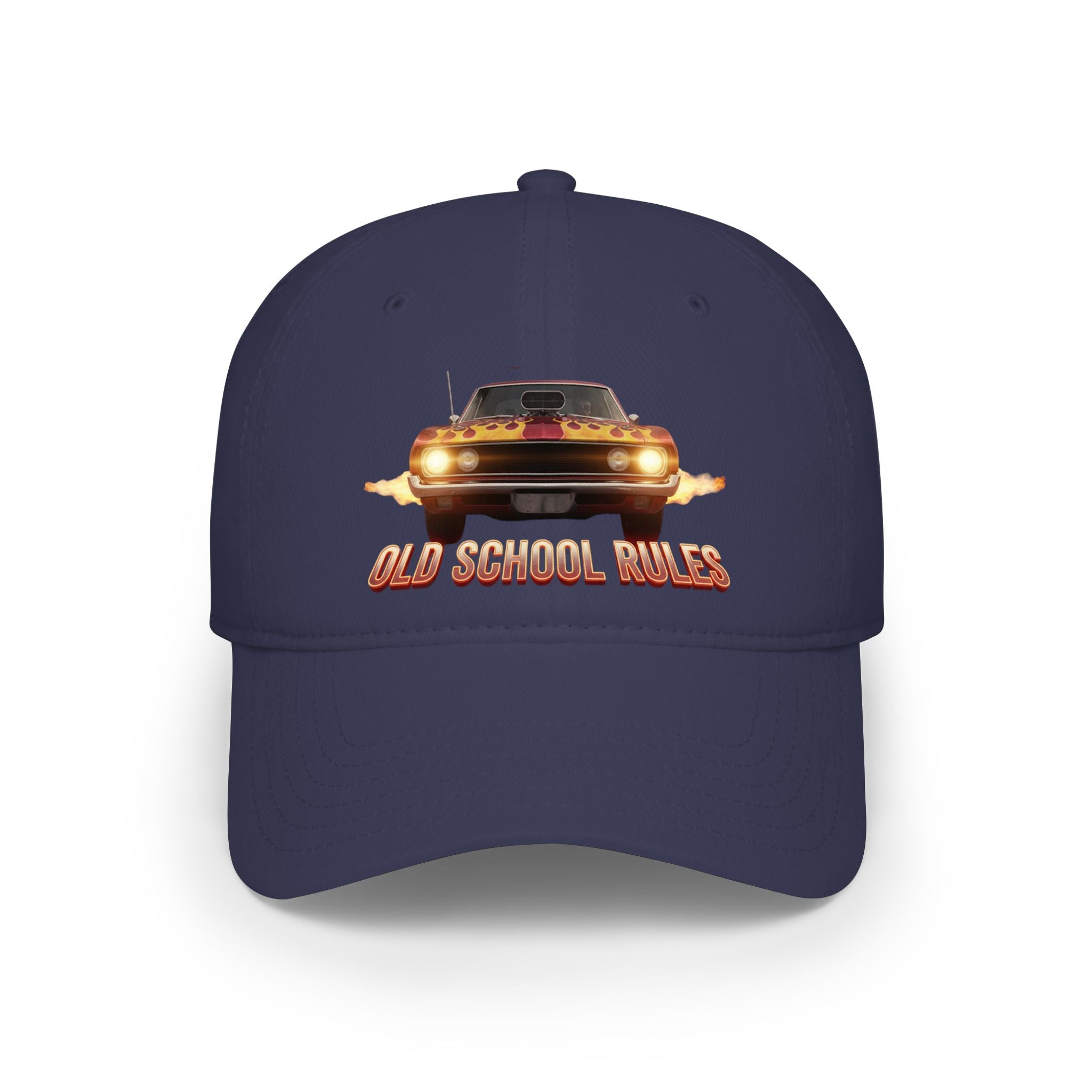 Old School Rules Vintage Muscle Car Baseball Cap
