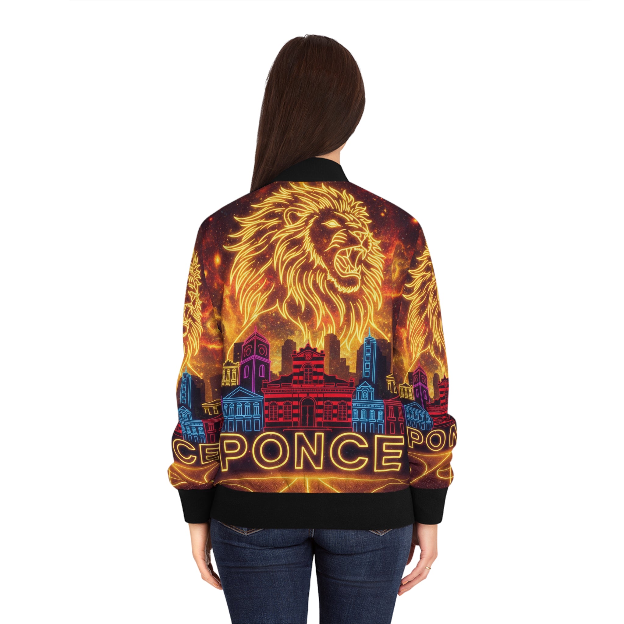 Ponce: La Ciudad Señorial Bomber Jacket — Women's City Pride All-Over Print