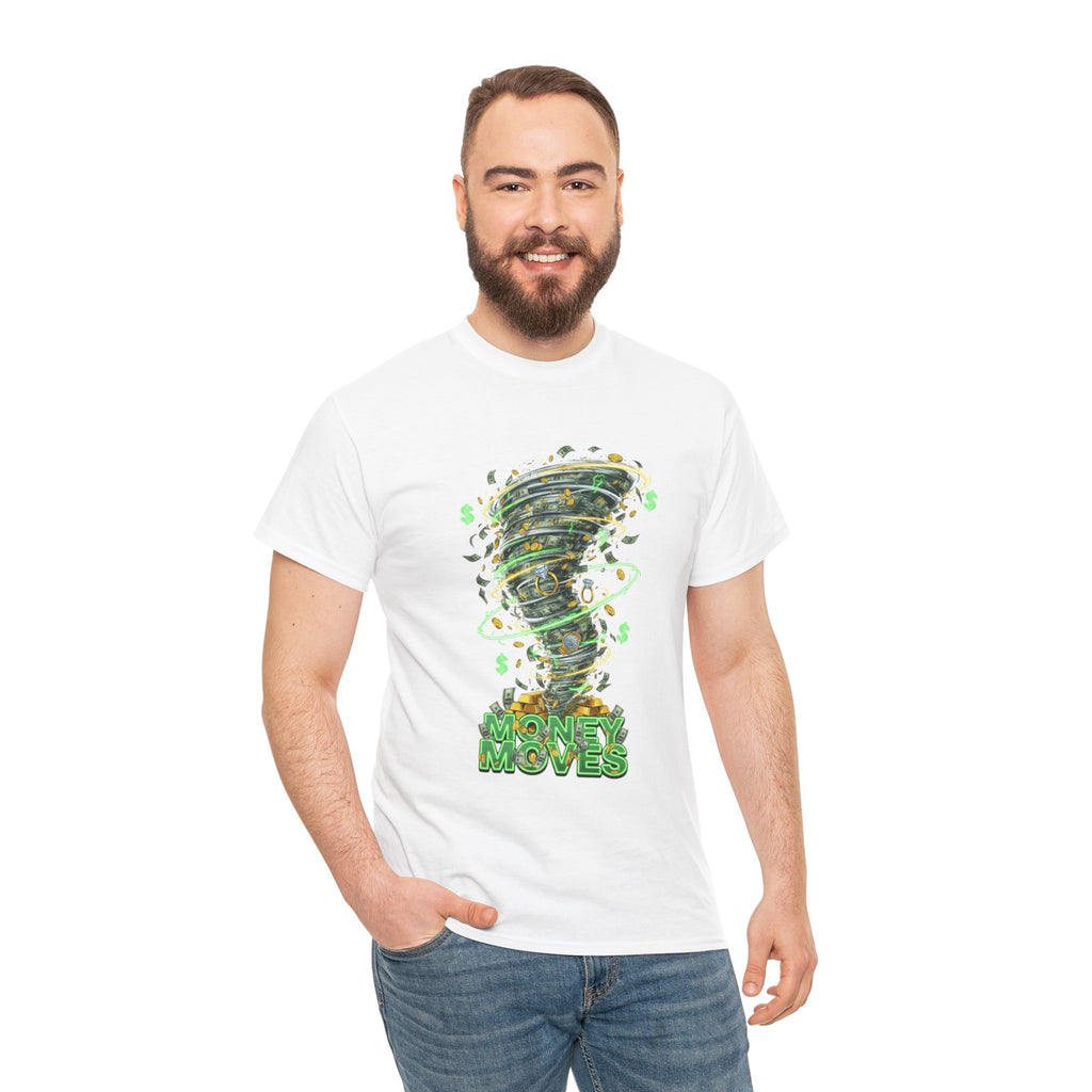Money Moves Tee — Green Dollar Tornado Graphic T‑Shirt