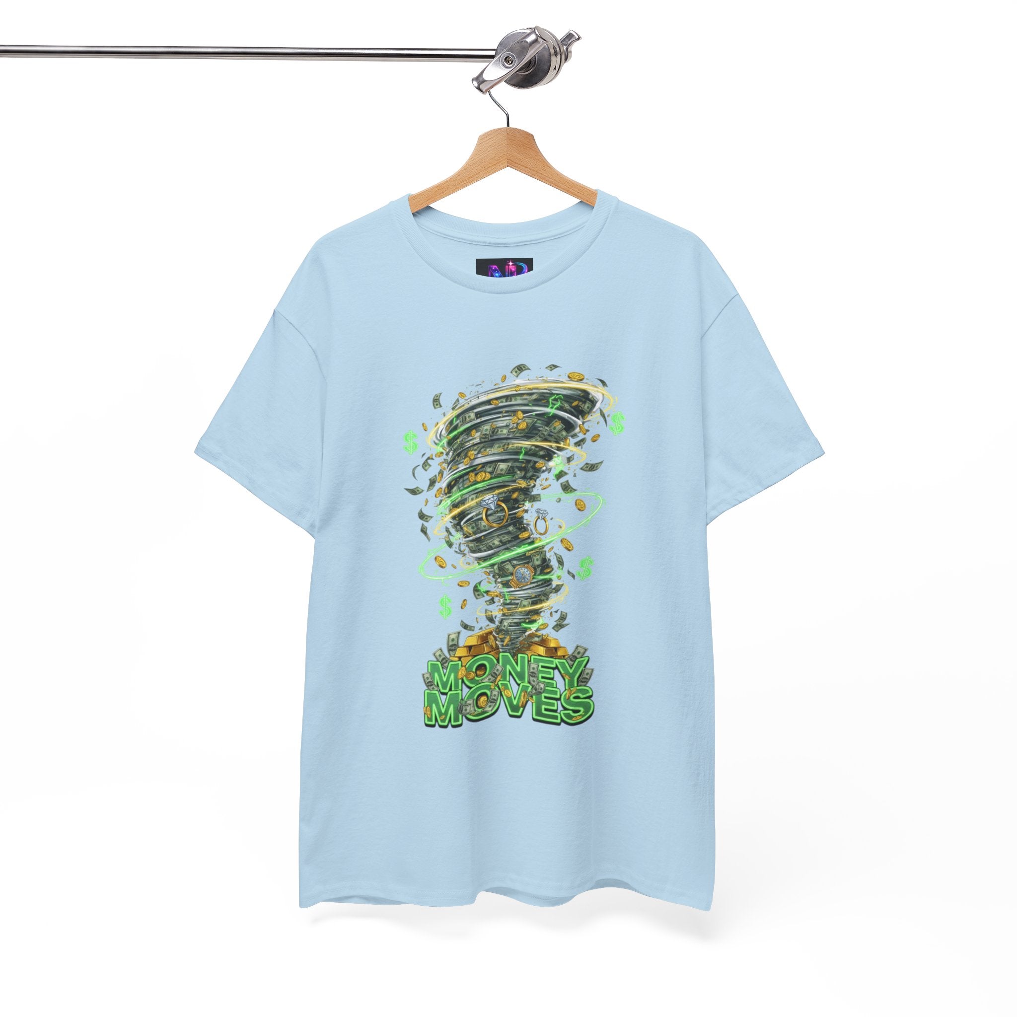 Money Moves Tee — Green Dollar Tornado Graphic T‑Shirt